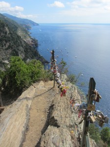 Love-locks on the Cinque Terre trail, Italy, 09.2014