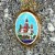 Ceramic medallion with image of Saint Basil’s Cathedral in Red Square, Moscow.