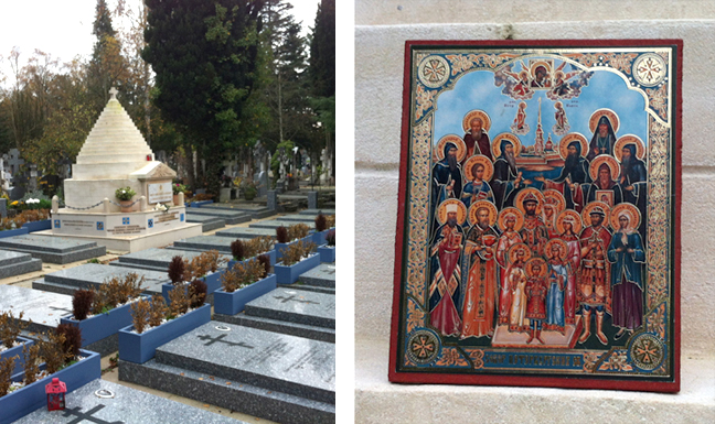 Military grave with Russian icon.